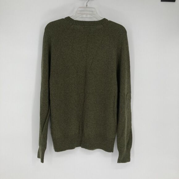 J Crew Lambswool Blend Crewneck Sweater Mens MEDIUM Olive Green Preppy Academia - Picture 3 of 9